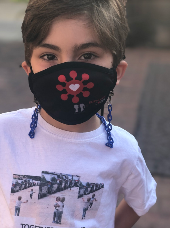 BOY MEETS GIRL® x Pretty Connected Mask Chain Set: Kids Survivor Corps "Dylan" Drinking Mask with Black Chain
