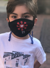 BOY MEETS GIRL® x Pretty Connected Mask Chain Set: Kids Black "Dylan" Drinking Sparkle Mask with Light Blue Chain