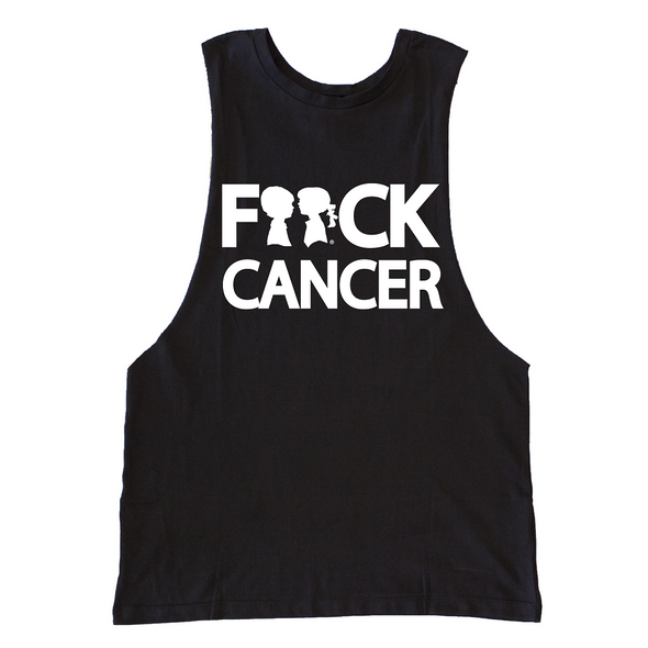 BOY MEETS GIRL® F**ck Cancer Black Drop Armhole Tank Top
