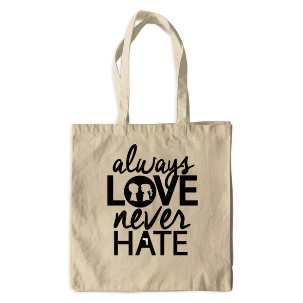 BOY MEETS GIRL® Always Love, Never Hate Canvas Tote Bag
